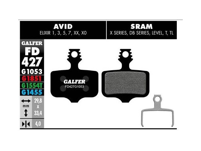 GALFER Sram Red AXS Standard Brake Pad (Black) FD427G1053 click to zoom image