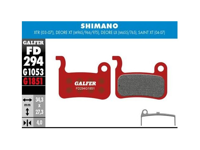 GALFER Shimano XT LX Saint XTR 04-07 Advanced - Metal - Sintered Disc Pads (Red) FD294G1851 click to zoom image