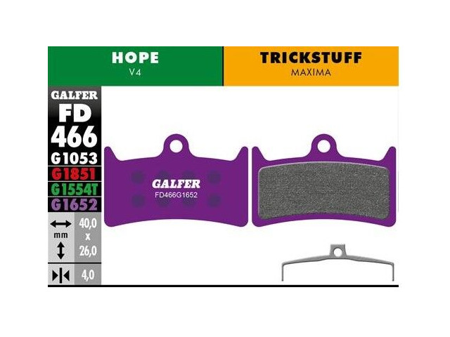 GALFER Hope V4 E-bike (Purple) Disc Pads FD466G1652 click to zoom image
