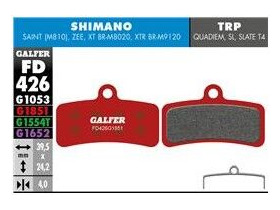 GALFER Shimano XT M8020 4 piston Advanced - Metal - Sintered Disc Brake Pad (Red) FD426G1851