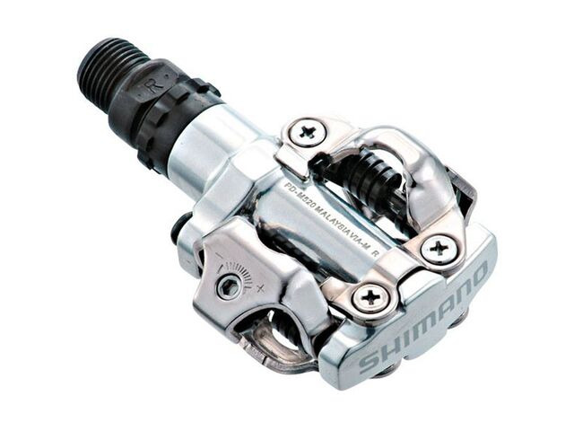 SHIMANO PD-M520 MTB SPD pedals - two sided mechanism, silver click to zoom image