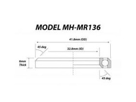 VP COMPONENTS MH-MR136 41.8 x 32.8 x 6mm Headset Bearing 45/45 deg