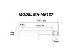 VP COMPONENTS MH-MR137 46.9 x 37 x 7mm Headset Bearing 45/45 deg