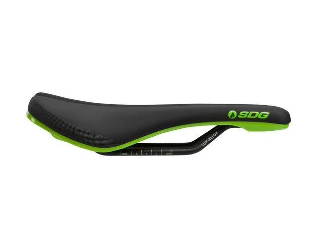 SDG COMPONENTS Bel Air 3.0 Lux-Alloy Rail Saddle Black Microfibre Top / Green Base click to zoom image