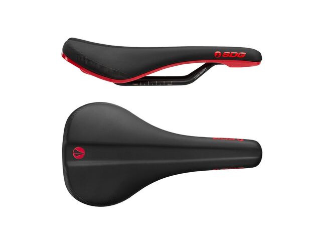 SDG COMPONENTS Bel Air 3.0 Lux-Alloy Rail Saddle Black Microfibre Top / Red Base click to zoom image