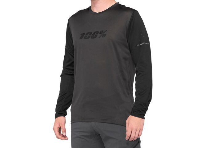 100% Ridecamp Long Sleeve Jersey Black / Charcoal click to zoom image