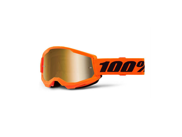 100% Strata 2 Goggle Neon Orange / Gold Mirror Lens click to zoom image