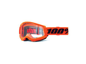 100% Strata 2 Goggle Neon Orange / Clear Lens