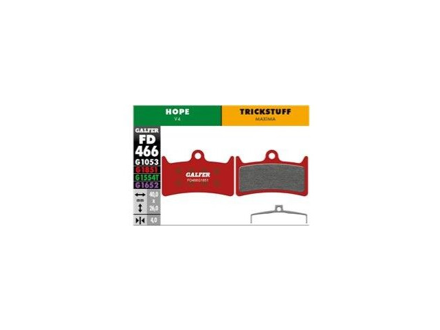 GALFER Hope Tech 3 - Tech 4 - V4 Advanced - Metal - Sintered Brake Pad (Red) FD466G1851 click to zoom image