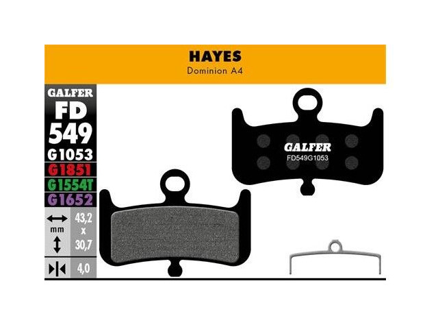 GALFER Hayes Dominion A4 Standard Brake Pad (Black) FD549G1053 click to zoom image