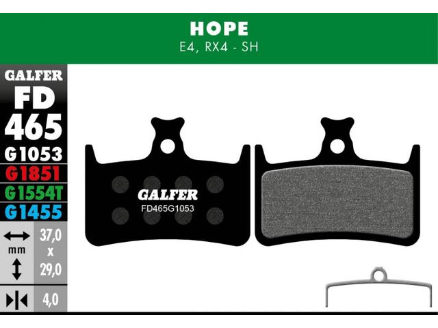 GALFER Hope Tech 3 - Tech 4 - E4 Standard Brake Pad (Black) FD465G1053 click to zoom image