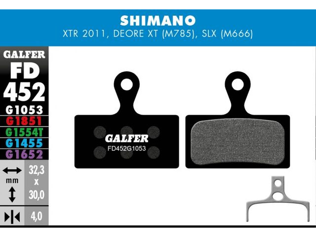 GALFER Shimano XT M8000 - SLX M7000 Disc Brake Pad (Black) FD452G1053 click to zoom image