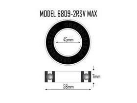KINETIC BIKE BEARINGS 6809 2RS Max Sealed Cartridge Bearing 45 x 58 x 7