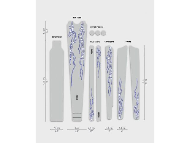 DYEDBRO Frame Protection - Lightning - Gravel / Blue click to zoom image