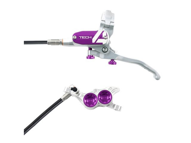 HOPE Tech 4 E4 in Silver - Purple with normal hose click to zoom image