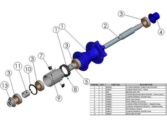 HOPE Set of 3 Pawl Springs for Hope XC / bulb rear hub click to zoom image