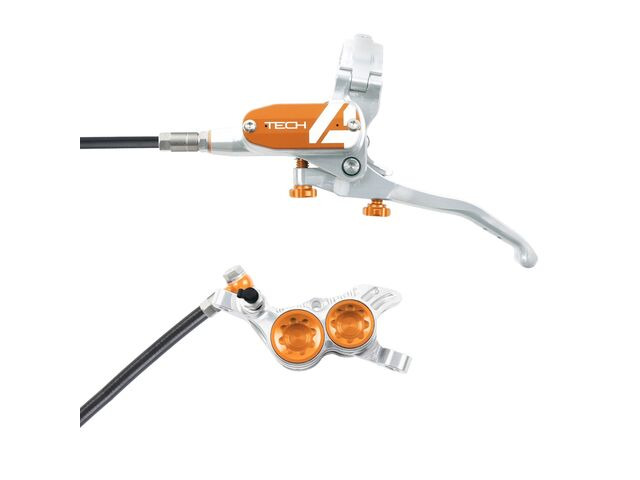 HOPE Tech 4 V4 in Silver - Orange with normal hose click to zoom image