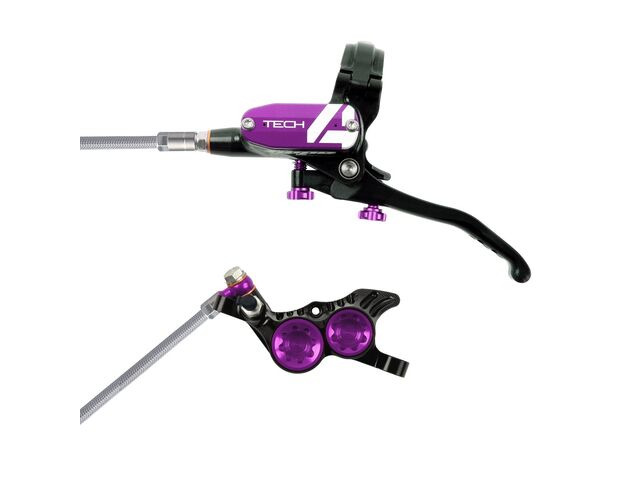 HOPE Tech 4 V4 in Black - Purple with braided hose click to zoom image