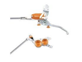 HOPE Tech 4 V4 in Silver - Orange with braided hose